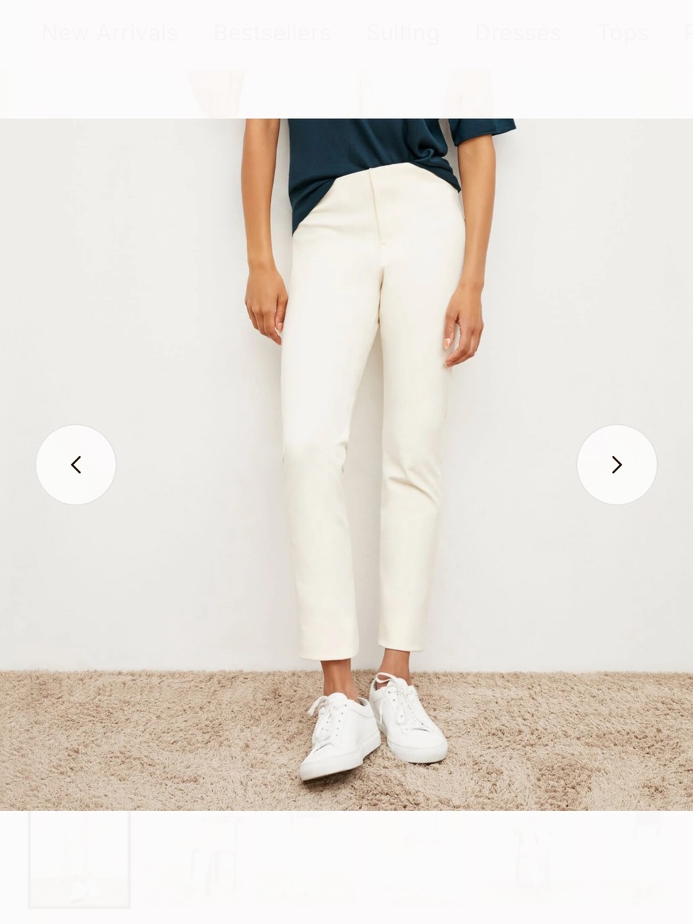 MM Lafleur Hockley Pant Tailored Straight Ankle Pants in Tusk Cream White size 6